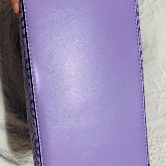 Purple purse large stunning gift new with clutch 2 piece set VEGAN LEATHER - Picture 5 of 14